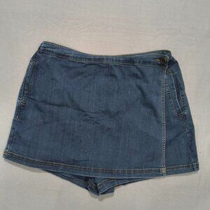 ONE5ONE Denim Skort XL Blue Stretch Skirt Shorts Casual Pockets